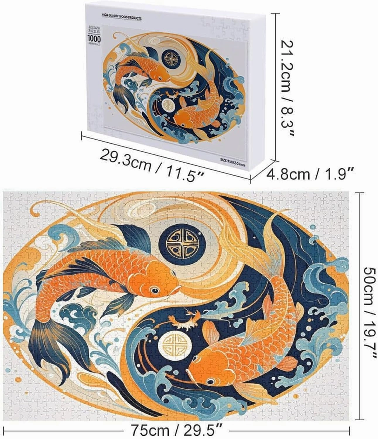 Funny Wooden Puzzles - Yin Yang Fish - 1000 Piece Jigsaw Puzzle for Adults，Challenging Toys for Party Game - Home Wall Decor Gifts - Great Gifts for Puzzle Lover，Family Education Puzzles