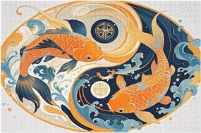 Funny Wooden Puzzles - Yin Yang Fish - 1000 Piece Jigsaw Puzzle for Adults，Challenging Toys for Party Game - Home Wall Decor Gifts - Great Gifts for Puzzle Lover，Family Education Puzzles