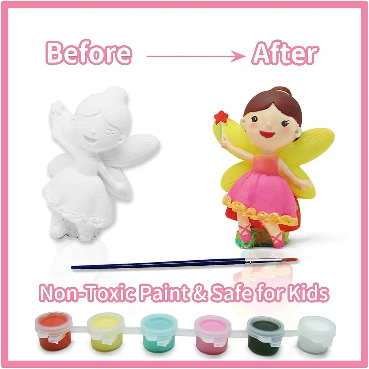 Funto Paint Your Own Unicorn Painting Kit, Arts and Crafts Set, STEAM Project Creative Activity DIY Toys, with 6 Figurines, 6 Paint Pots, 1 Brush