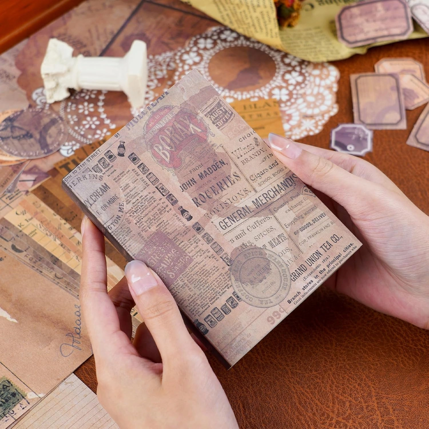 Funto Scrapbooking Kit (202 PCS), Vintage Collection-Retro Travel, Perfect for Bullet Scrapbooking Materials, Planner DIY Arts Craft Collage