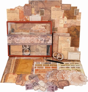 Funto Scrapbooking Kit (202 PCS), Vintage Collection-Retro Travel, Perfect for Bullet Scrapbooking Materials, Planner DIY Arts Craft Collage