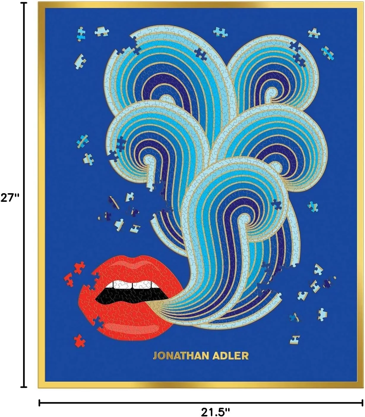 Galison Jonathan Adler Lips Shaped Jigsaw Puzzle from Galison - Uniquely Shaped 750 Piece Jigsaw Puzzle for Adults, 21.5" x 27", Thick & Sturdy Pieces, Challenging and Fun Fun Indoor Activity