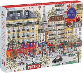 Galison Michael Storrings Paris Puzzle, 1,000 Pieces, 20”x27” – Fun and Challenging – Piece Together a Charming Paris Scene Complete with The Metro, Cafes, Shops, and The Iconic Eiffel Tower, 1000
