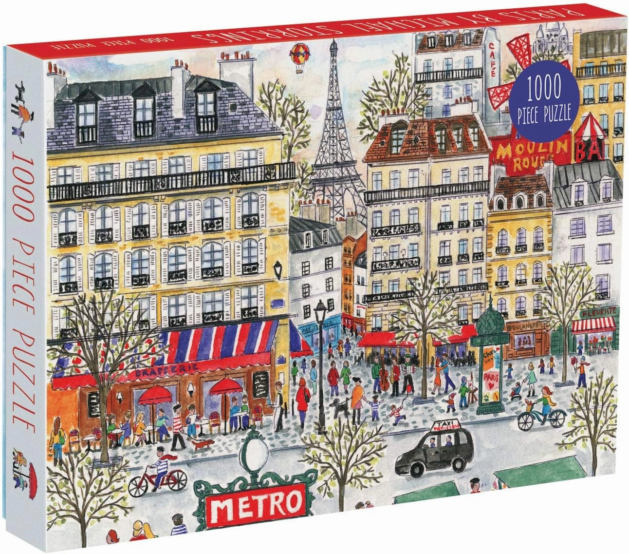 Galison Michael Storrings Paris Puzzle, 1,000 Pieces, 20”x27” – Fun and Challenging – Piece Together a Charming Paris Scene Complete with The Metro, Cafes, Shops, and The Iconic Eiffel Tower, 1000