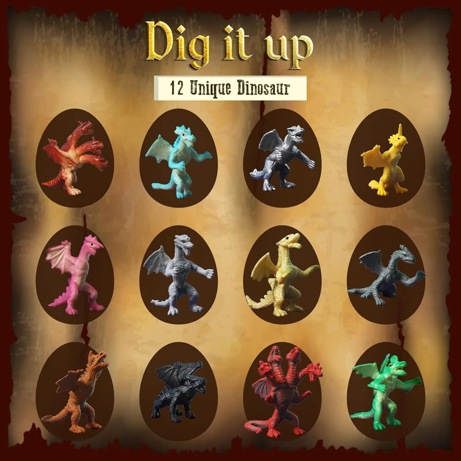 Gamerside Jumbo Dragon Dig Kit, Dinosaur Eggs Dig Kit - Dig Up 12 Unique Dragons, Gaint Dragons Toys for Kids, Educational STEM Gift for Boys Girls, Discover Paleontology and Archaeology