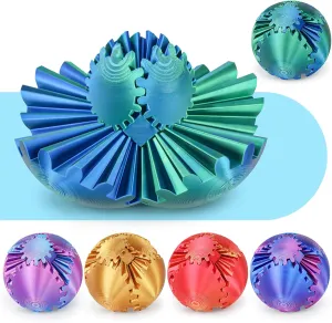 Gear Ball 3D Printed Spin Ball or Cube Fidget Toy,Gear Sphere Fidget Toy,Fidget Ball Gear Toy for Stress and Anxiety Relief, Stress Ball GearSphere Desk Toy for Adults & Kids (Blue Green, 3.1 Inch)