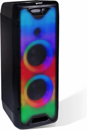 Gemini Bluetooth Speaker 1000W with LED Light Show, Dual 8" Woofers, Mic & Guitar Inputs, TWS Pairing, USB/FM/Bluetooth Playback, 16 Hr Battery, Remote Control – Perfect for Parties & Events