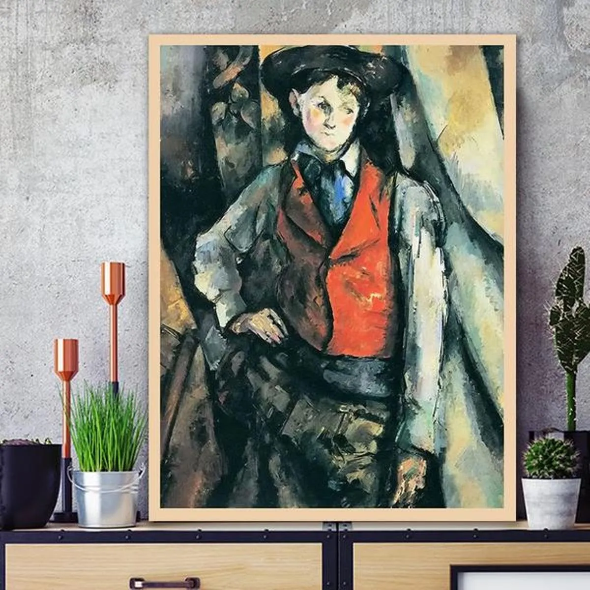 Generic A Boy in a Red Vest by Paul Cezanne (PD) - Van-Go Paint-by-Number Kit 40x50cm with Frame
