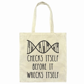 Geneticists Unique Gift Funny DNA Tote Bag Biology Science Geek Natural White Multicolor Canvas Tote Bag