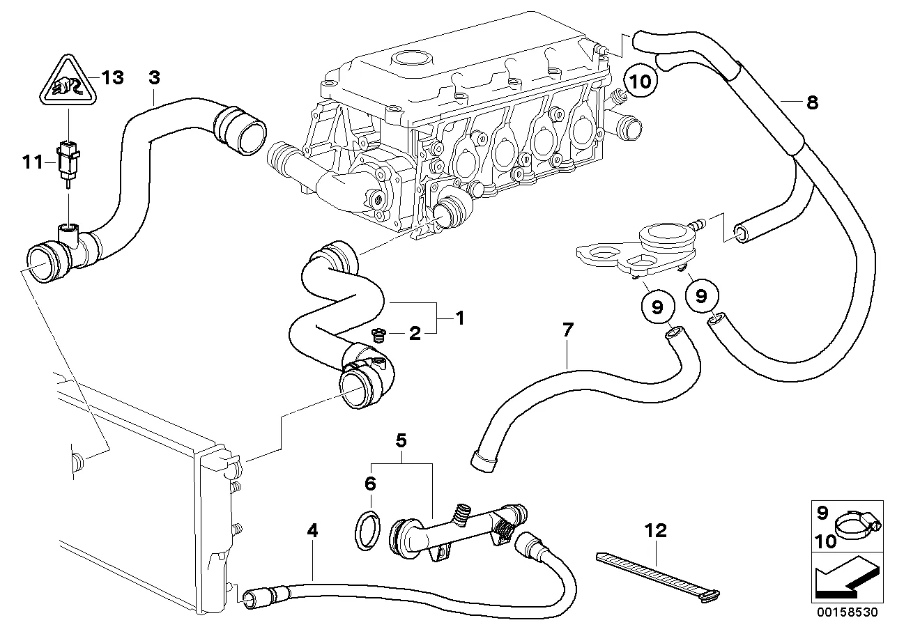 Genuine BMW Engine Radiator Coolant Water Hose