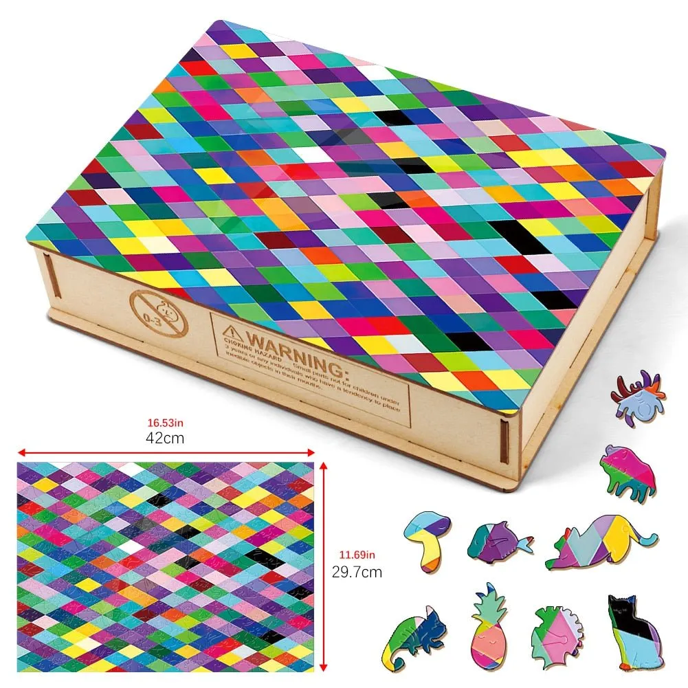Geometric 'Colorful Abstract 2.0' 3D Wood Jigsaw Puzzle