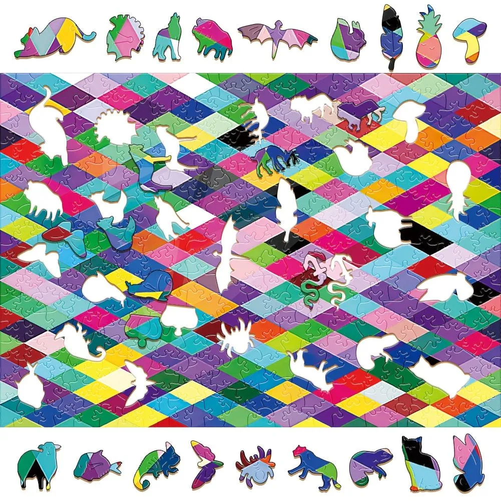 Geometric 'Colorful Abstract 2.0' 3D Wood Jigsaw Puzzle