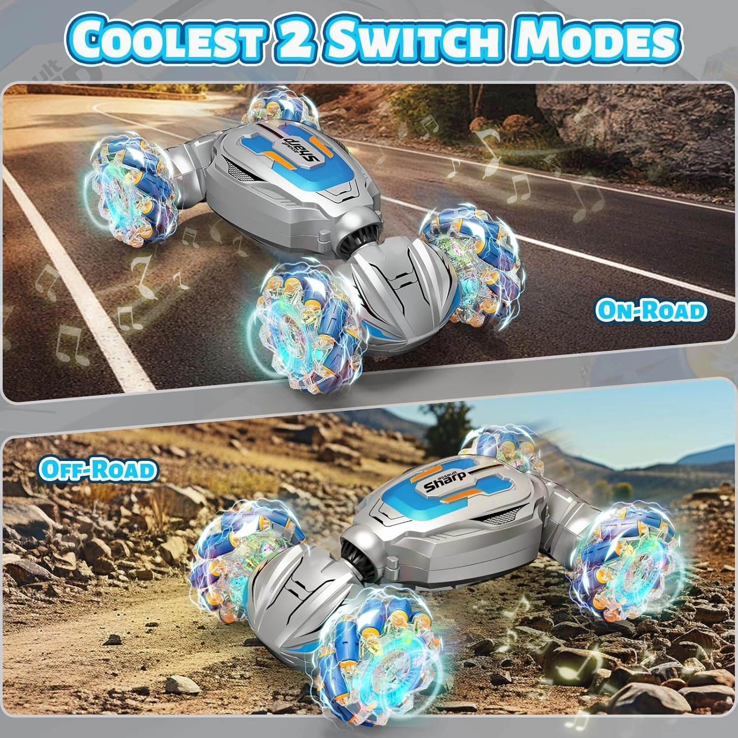 Gesture Sensing RC Stunt Car, Remote Control Car Birthday gifts for kids Age 6-12, 2.4Ghz Hand Controlled Twist Cars, 360° Rotating Transform Off Road Car Toy for Boys Girls Age 6 7 8 9 10 11  (Gray)