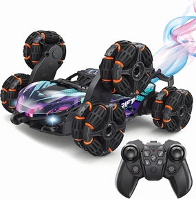 Gesture Sensing Stunt RC Car, Toys for Ages 8-13 Boys, 2.4Ghz Hand Controlled Remote Control Cars with Light, Spray, 360 Rotation, Birthday Gift for Kids Age 6 7 8 9 10 11 12 Year Old-6 Wheels