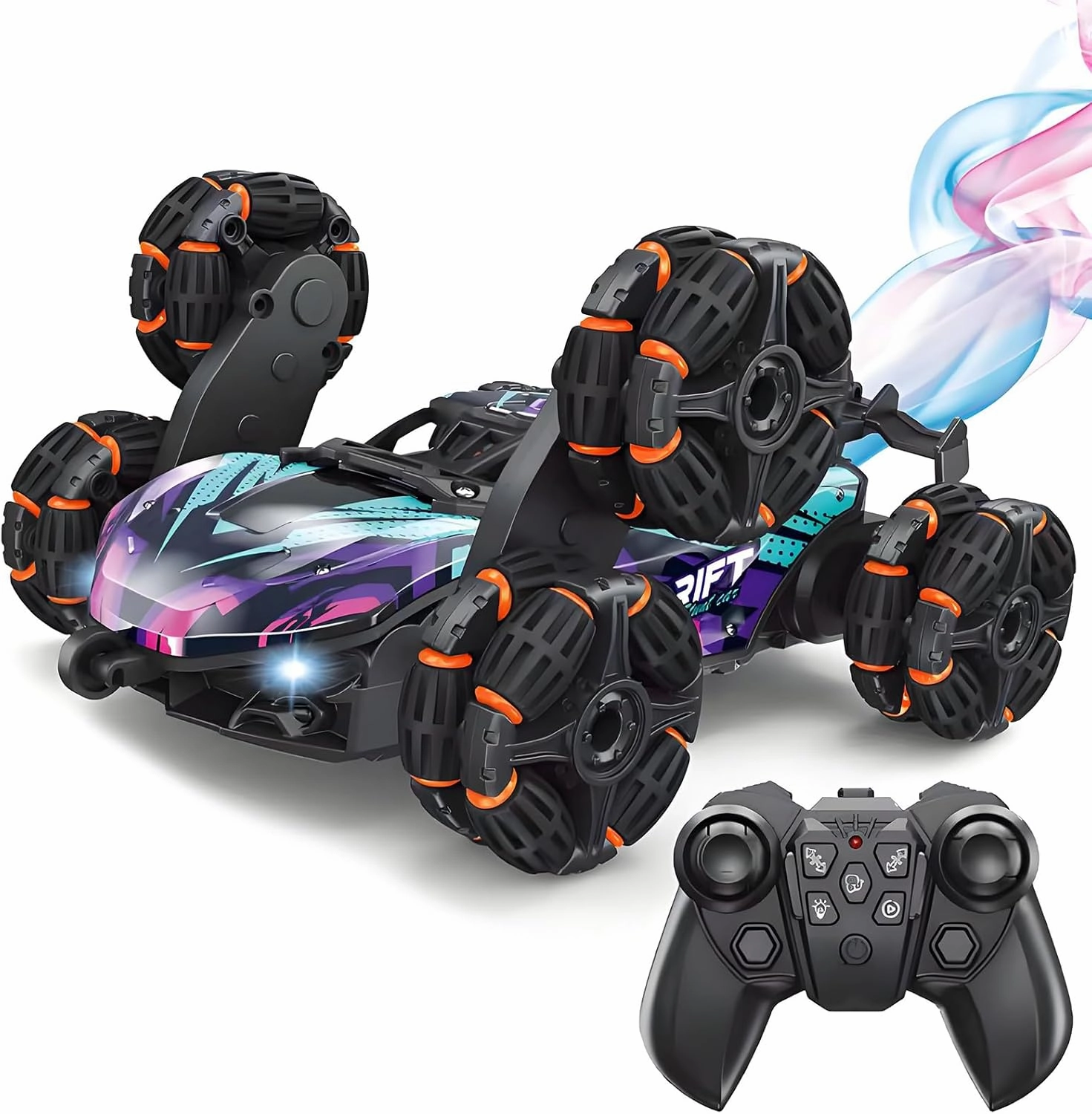 Gesture Sensing Stunt RC Car, Toys for Ages 8-13 Boys, 2.4Ghz Hand Controlled Remote Control Cars with Light, Spray, 360 Rotation, Birthday Gift for Kids Age 6 7 8 9 10 11 12 Year Old-6 Wheels
