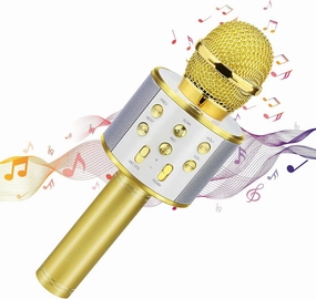 Gifts for 3-12 Year Old Girls Boys, Karaoke Bluetooth Microphone with Wireless Party Toys for 5 6 7 8 Year Old Kids for Kids Birthday Present for Kids - Stocking Stuffers (Gold)