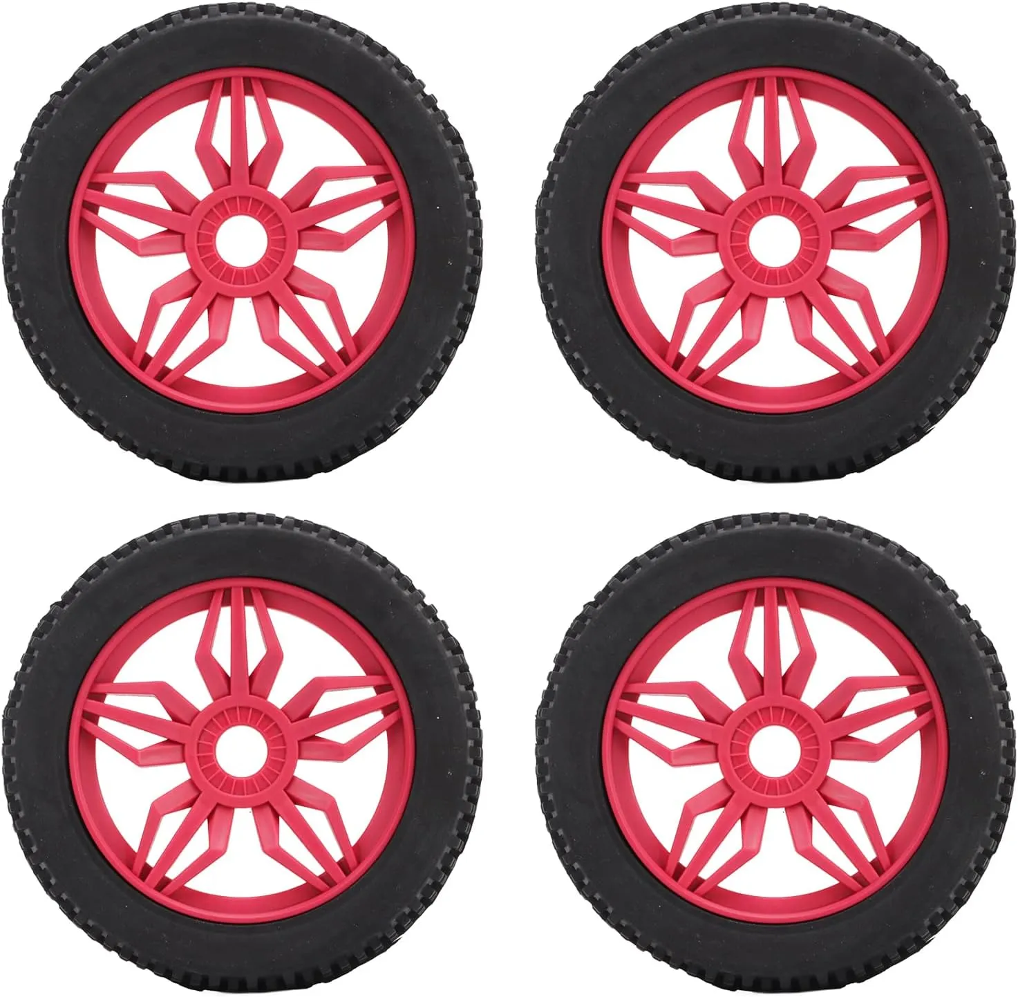GLOGLOW Rubber Tires, 4PCS RC Car Wheels Flexible Control Uneven Thickened Universal for 1/8 Remote Control Car (Red)