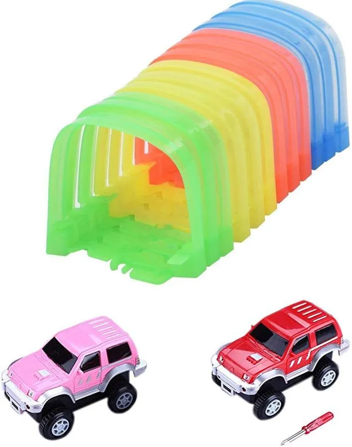 Glow in The Dark Tracks Car Tunnel with 2 Toy Car for Tracks Kit Replacement Only