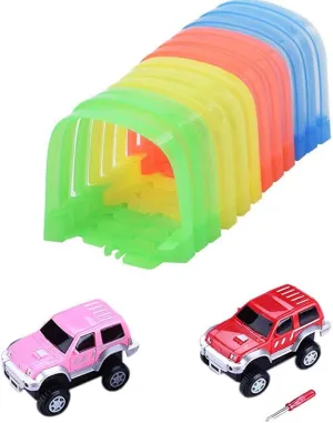 Glow in The Dark Tracks Car Tunnel with 2 Toy Car for Tracks Kit Replacement Only