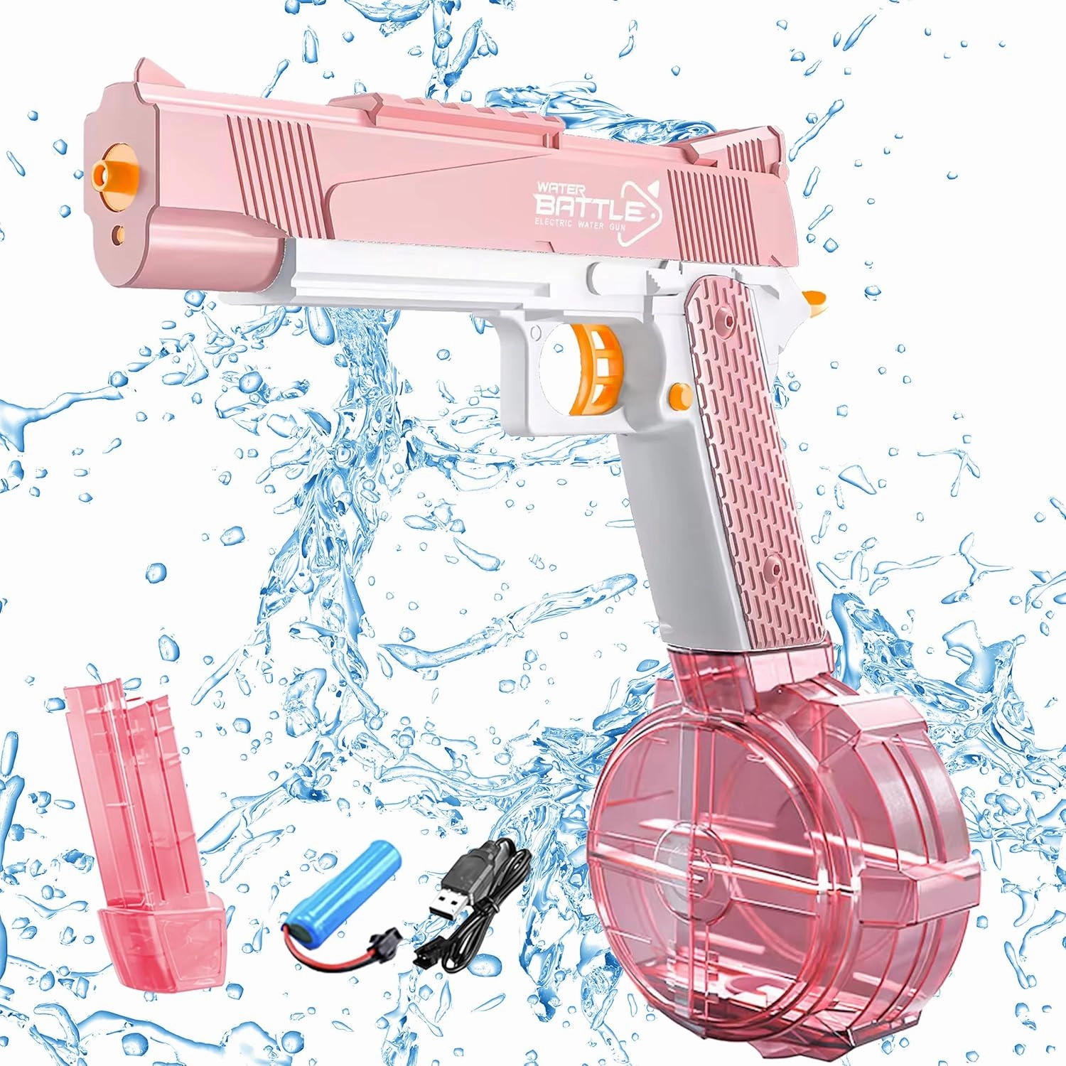 GOAP Electric Water Gun 2 Large Capacity Clips, Rechargeable Battery, Kids & Adults Squirt Gun