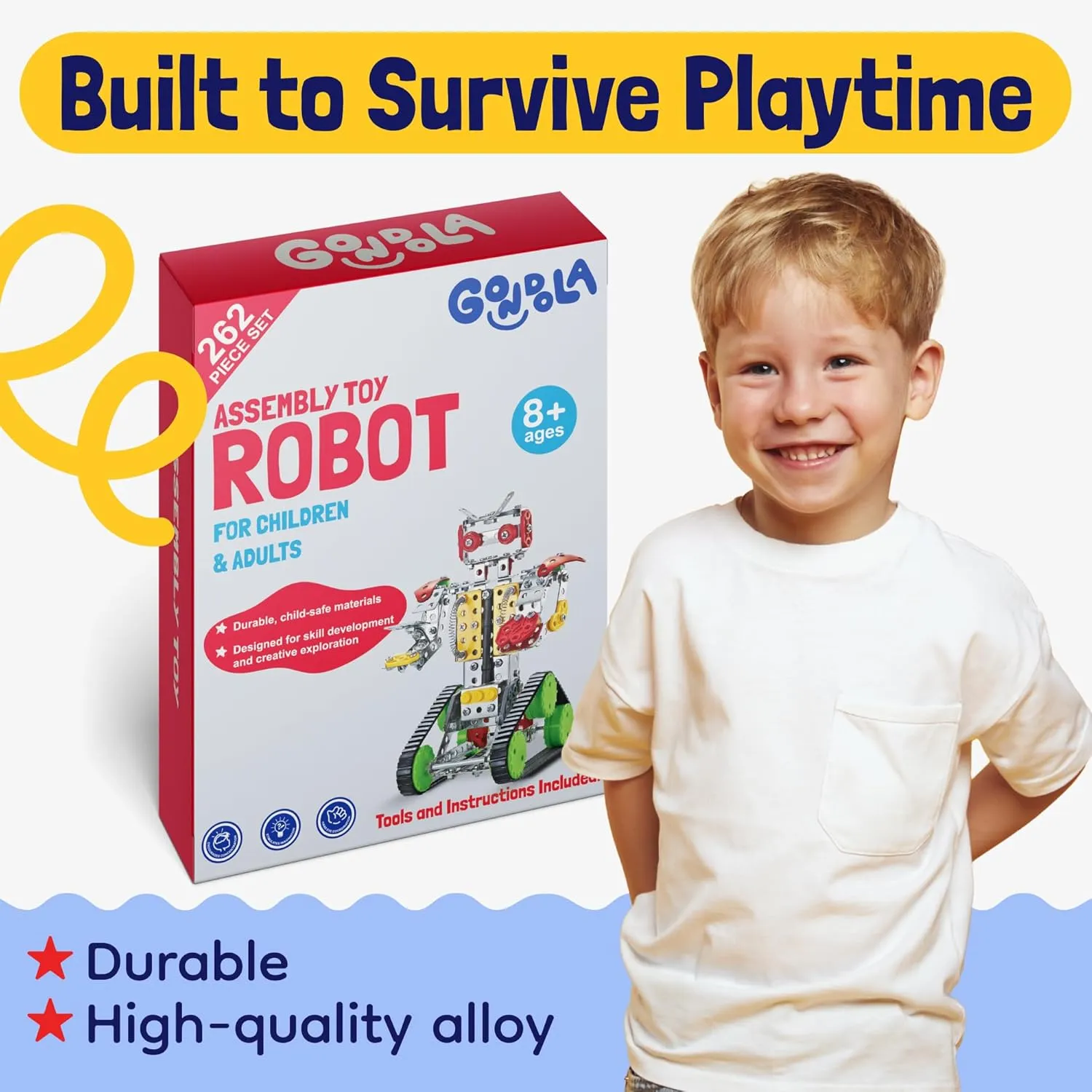 Gondola STEM Building Set Toys, Alloy Construction Toy, Educational & Creative 8 Year Old Boy Birthday Gift, Construction Trucks, Vehicle Girl & Boy Car Toys for 8  Year Old Kids & Adults, Robot Toy