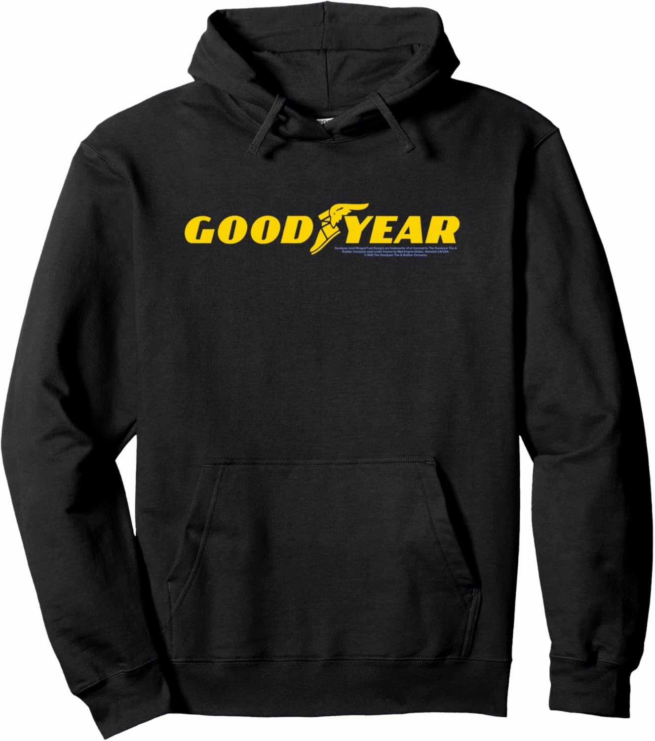 Goodyear Official Yellow Text Logo Pullover Hoodie
