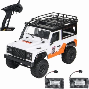 GoolRC MN99 RC Rock Crawler, 1:12 Scale Remote Control Car, 2.4GHz 4WD Off Road RC Truck, All Terrains Climbing Car, Electric Vehicle Toys Gifts for Adults, Include 2 Batteries (White)
