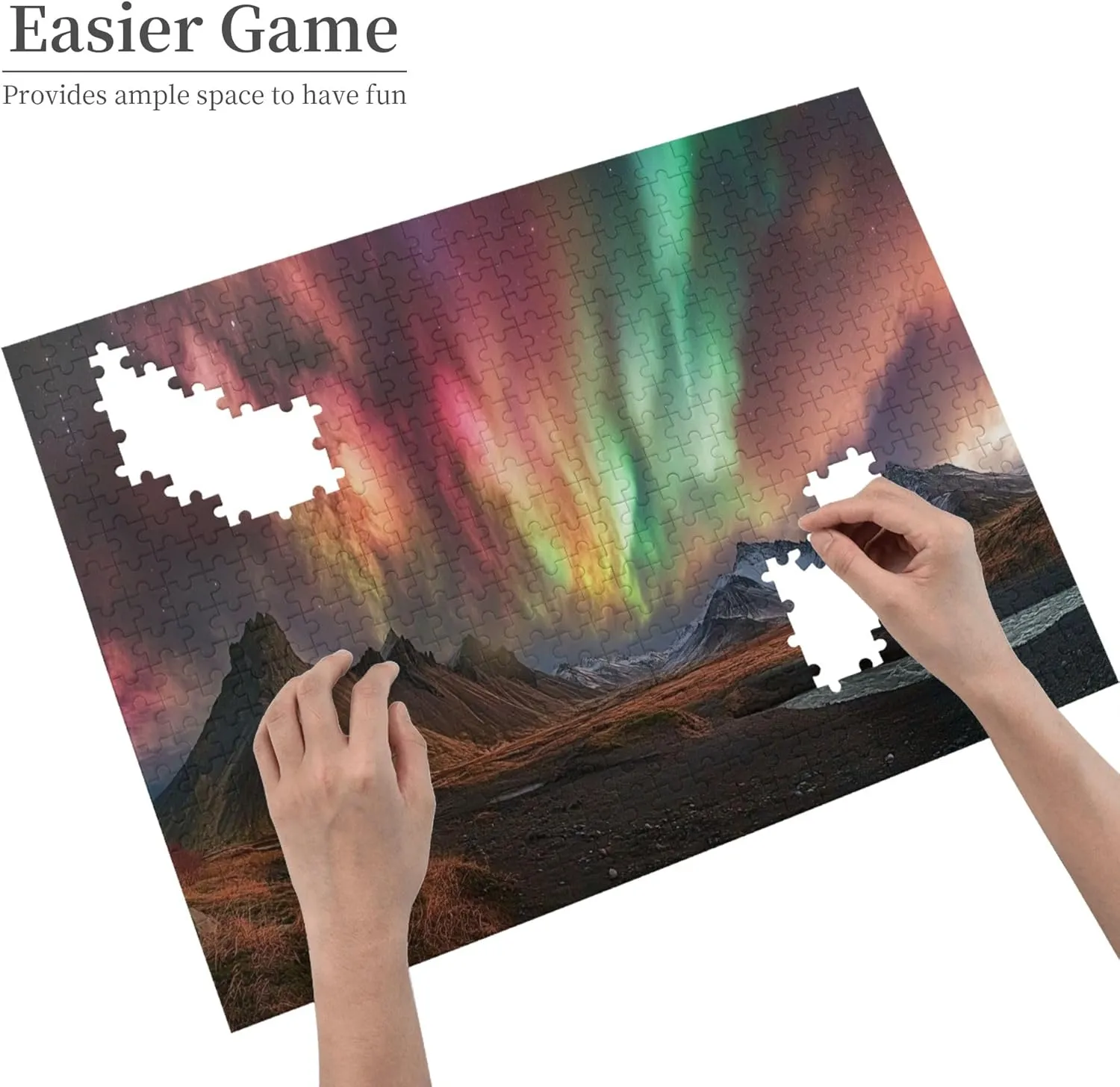 Gorgeous Polar Aurora 500 Pcs Jigsaw Puzzles for Adults,Classic Scenery Photography,Enchanting Natural Landscape Puzzle,Wooden Jigsaw for Ideal for Relaxation and Family Fun