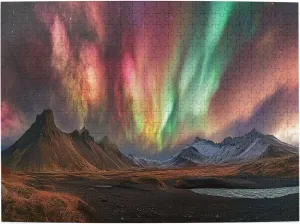 Gorgeous Polar Aurora 500 Pcs Jigsaw Puzzles for Adults,Classic Scenery Photography,Enchanting Natural Landscape Puzzle,Wooden Jigsaw for Ideal for Relaxation and Family Fun