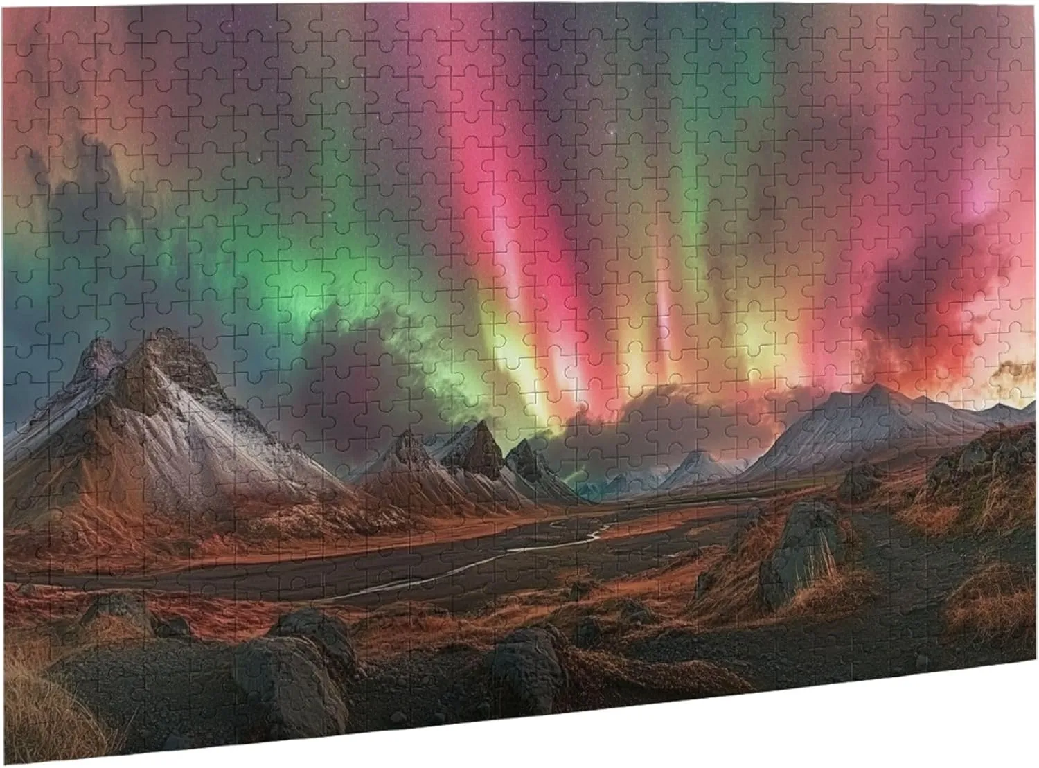 Gorgeous Polar Aurora 500 Piece Adults Jigsaw Puzzles,Classic Scenery Photography,Enchanting Natural Landscape Puzzle,Wooden Jigsaw for Ideal for Relaxation and Family Fun