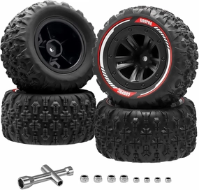 GOUPRC 12mm Hex RC Wheel Tires Set, 3.26 * 1.67 Inches 4PCS Swamp Claw Mud Terrain Tires Accessories for 1/14 1/16 RC Car Crawler Buggy Truck