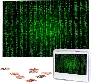 Green Number Binary Puzzles 1000 Pieces, Jigsaw Puzzle from Photos, Challenging Puzzle for Adults, Personalized Wooden Puzzle Gifts for Family, Wedding Birthday 29.5 x 19.7 inch