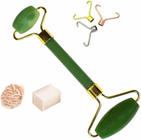 Green Aventurine Gua Sha SPA Jade Massage Roller Massager Eye Face Neck Facial Relaxation Slimming Tool with Rose Desert Selenite/Cube Selenite