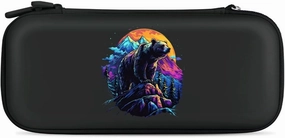 Grizzly Bear Sunset Compatible with Switch Carrying Case Hard Travel Game Bag Pouch with 15 Games Accessories