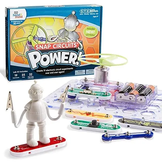 GTBW Stem At Play Power Electricity Kit: Using the snap circuits kit, children can create a close circuit, make Sparky the Robot light up, learning how to communicate using Morse Code - 90741