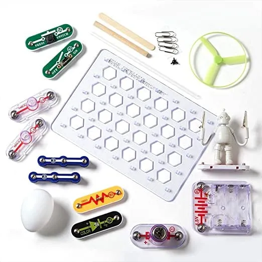 GTBW Stem At Play Power Electricity Kit: Using the snap circuits kit, children can create a close circuit, make Sparky the Robot light up, learning how to communicate using Morse Code - 90741
