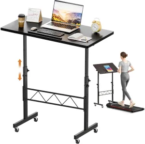 GTRACING Standing Desk Adjustable Height & Tiltable Tabletop, Small Mobile Computer Table for Laptop, Portable Home Office Desk for Stand Up Work and Walking Pad Treadmill, Height 30.7"-46.4", Black