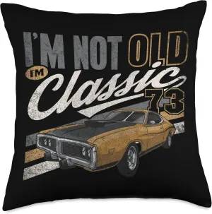 guys classic bigtime muscle car enthusiasts Throw Pillow, 18x18, Multicolor
