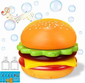 Hamburger Bubble Machine for Kids, Automatic Bubble Maker for Toddlers, Portable Bubble Toys for Indoor Outdoor Birthday Party