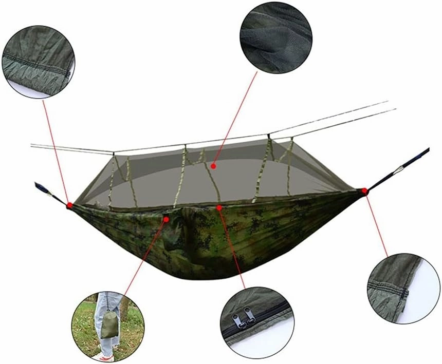 Hammock Handmade Portable Outdoor Camping Hammock 1-2 Person Go Swing with Mosquito Net Hanging Bed Ultralight Tourist Sleeping Hammock Swing