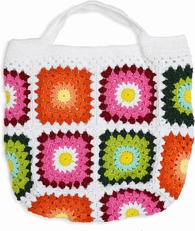 Handmade Crochet Tote Bag,Women Crochet kit Shoulder Bag for Outdoor Vacation,Knitted Handbag Design with Granny Square Purce