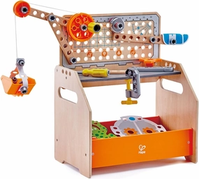 Hape Discovery Scientific Workbench | Kids Construction Toy, Children’s Workshop with Over 10 Possible Creations, Toys for Kids 4 , Multicolored (E3028) L: 14.4, W: 9.6, H: 17.5 inch