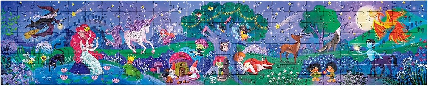 Hape Magic Forest Puzzle 1.5 Meter Long | 200 Pieces Colorful Giant Glow-in-The-Dark Enchanted Jigsaw, for Children 6  Years