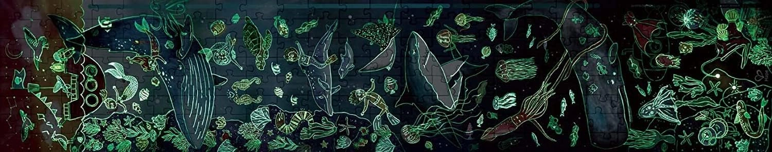 Hape Ocean Life Puzzle 1.5 Meter Long | 200 Pieces Colorful Giant Glow-in-The-Dark Marine Life Jigsaw, for Children 6  Years