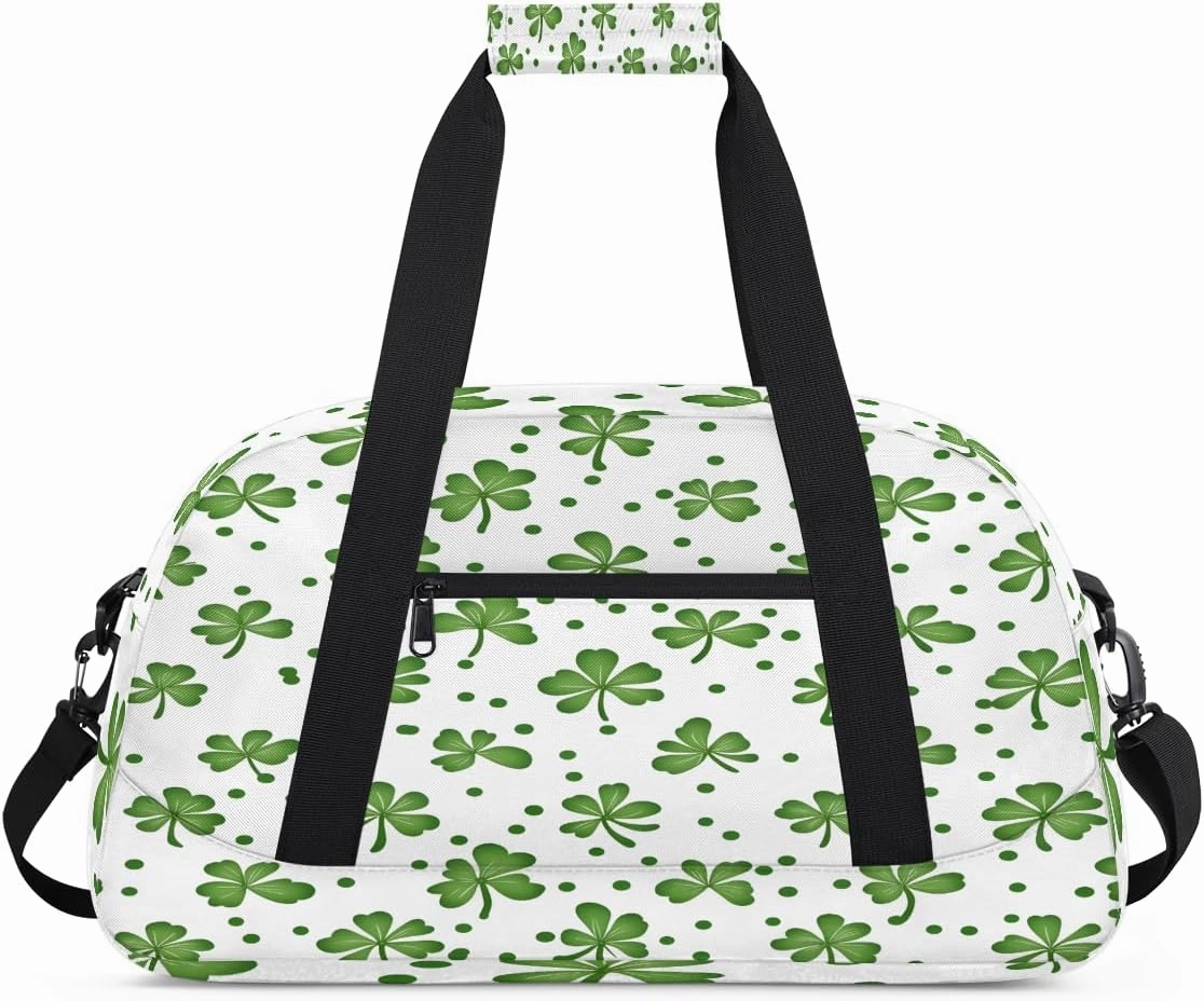 Happy St Patrick's Day Kids Overnighter Duffel Bags for Boys, Carry-On Size Sports Gym Bag with Front Zipper Pocket for School Practice or Overnight Travel Weekender Sleepover Tote Bag
