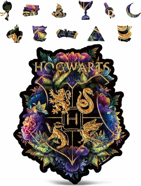 Harry Potter Puzzle – Hogwarts Crest – Fine Oddities – A3 Size – Wooden Jigsaw Puzzles for Adults – 201 Unique Shaped Pieces – Officially Licensed Merchandise – 10.8" x 13"