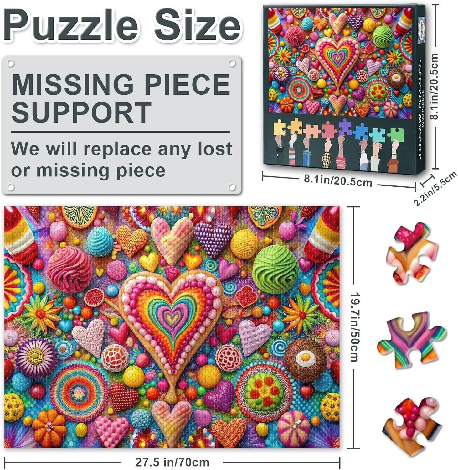 Heart Pattern 1000 Pieces Jigsaw Puzzles - Valentine's Day Theme Puzzles for Adults 1000 Pieces Artwork, Complex Design for Adult Puzzle Enthusiasts Artwork Puzzle (27.5"x19.7")