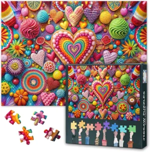 Heart Pattern 1000 Pieces Jigsaw Puzzles - Valentine's Day Theme Puzzles for Adults 1000 Pieces Artwork, Complex Design for Adult Puzzle Enthusiasts Artwork Puzzle (27.5"x19.7")