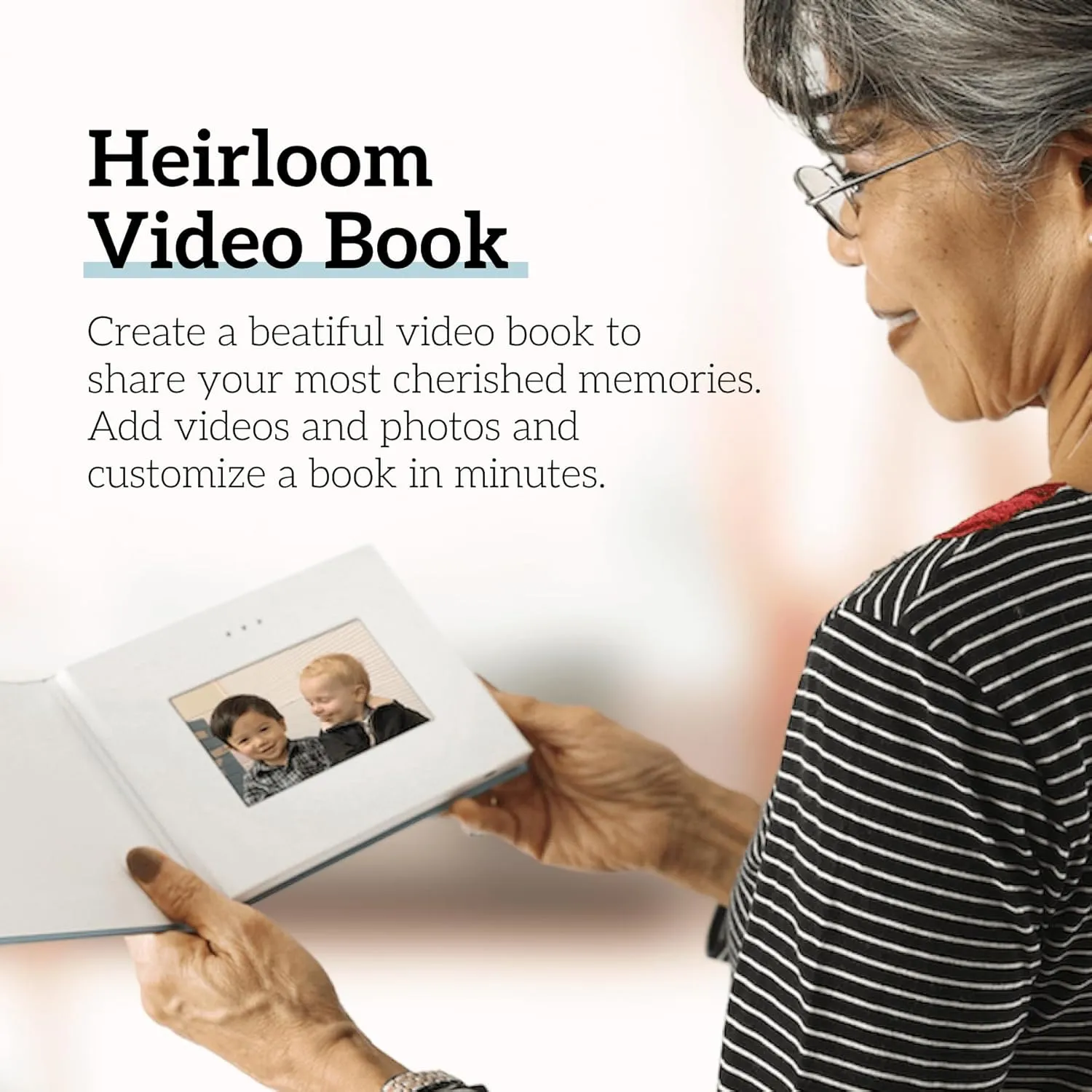 Heirloom Memories Video Book - Create Your Own Digital Greeting Card Gift with Your Memories - Anniversary, Christmas, Wedding - Plays 10 Minutes of Video and Photos