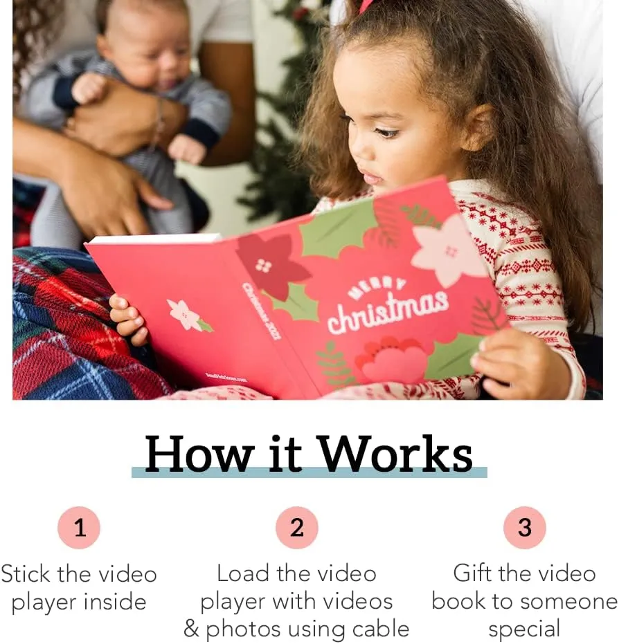Heirloom Memories Video Book - Create Your Own Digital Greeting Card Gift with Your Memories - Anniversary, Christmas, Wedding - Plays 10 Minutes of Video and Photos